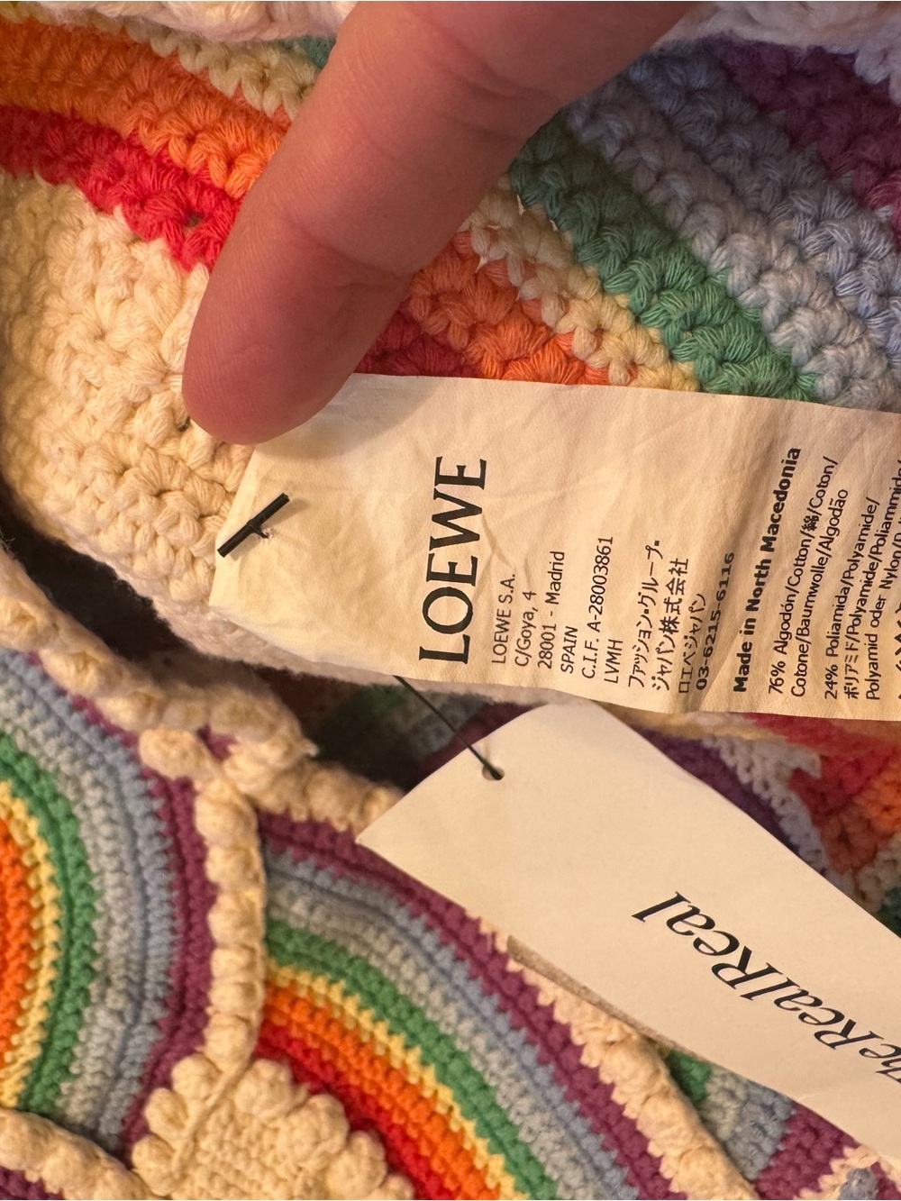 Loewe Cream Crochet Cardigan with Rainbow Stripe Detailing - Picture 4 of 8